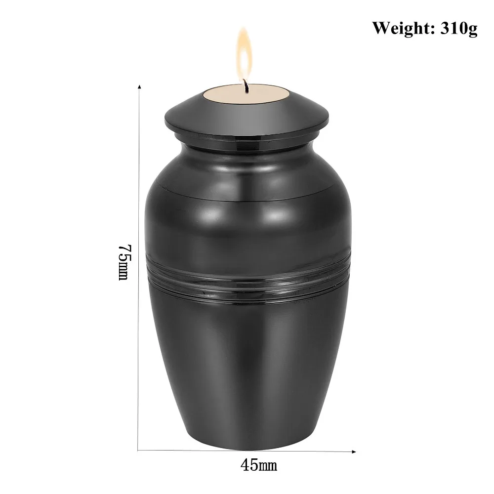 

Black Color Plated Stainless Steel Ashes Urn Casket Candle Holder Cremation Urns Mini Keepsake Memorial Urn for Human Votive
