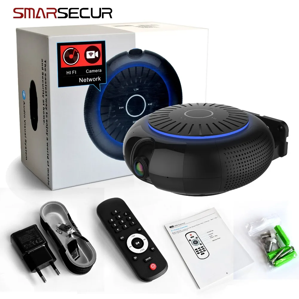 Черная ip камера bluetooth колонка 1080P Full HD двусторонняя Au|Камеры видеонаблюдения| |