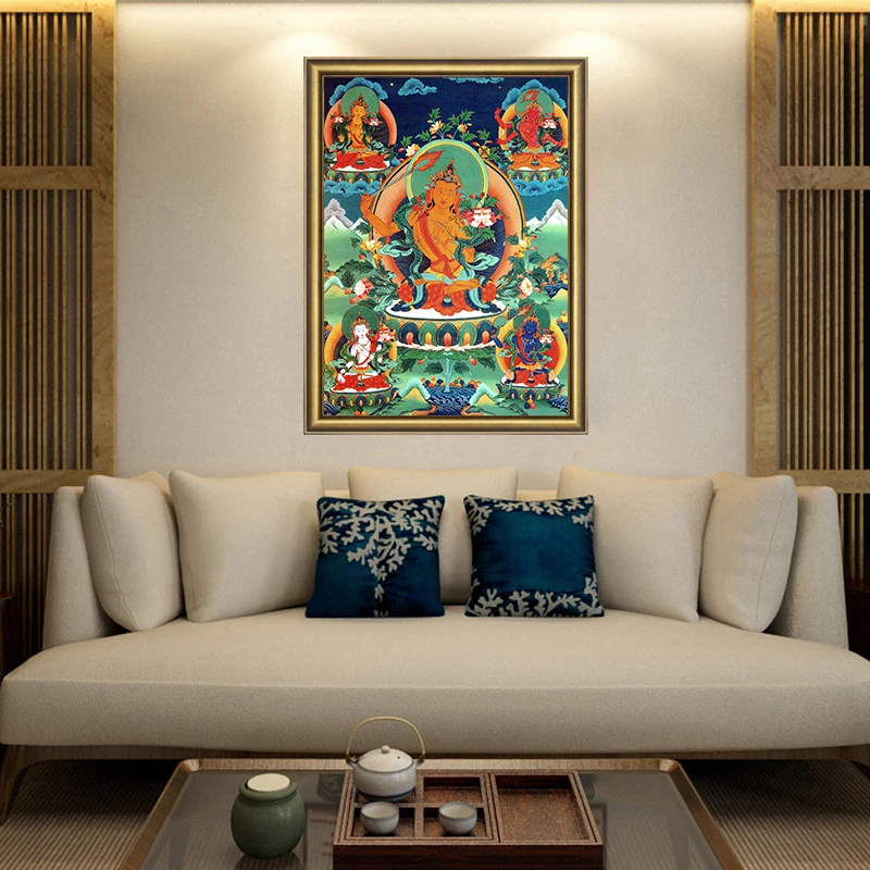 Картина Манджушри Thangka Five Будда тибетская индийская китайская религиозная
