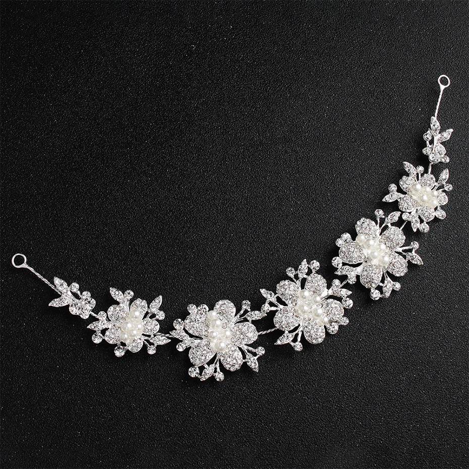 Женская повязка на голову с жемчугом и австрийским кристаллом|Украшения для