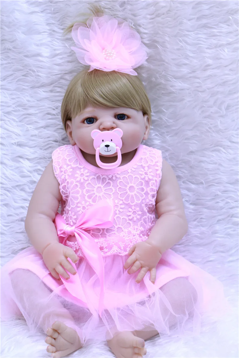 

DollMai 23"57cm full silicone reborn baby girl dolls children gift bebes reborn com corpo de silicone menina oyuncak bebek