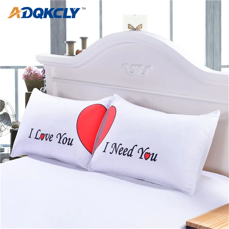 1 пара наволочек на кровать из микрофибры ADQKCLY с принтом Love и надписью Sham 50*75 см/50*90