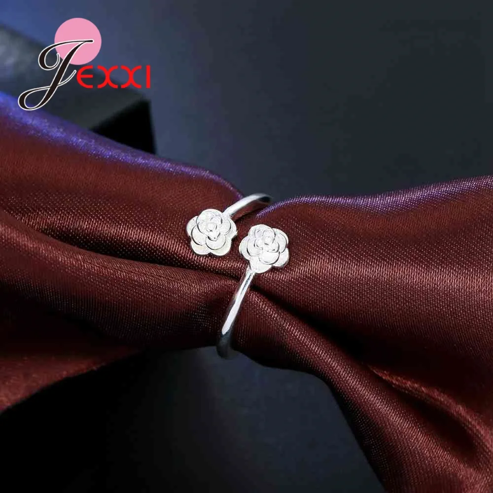 Настоящее серебро 925 пробы простые двойные цветы с низким ключом изысканные