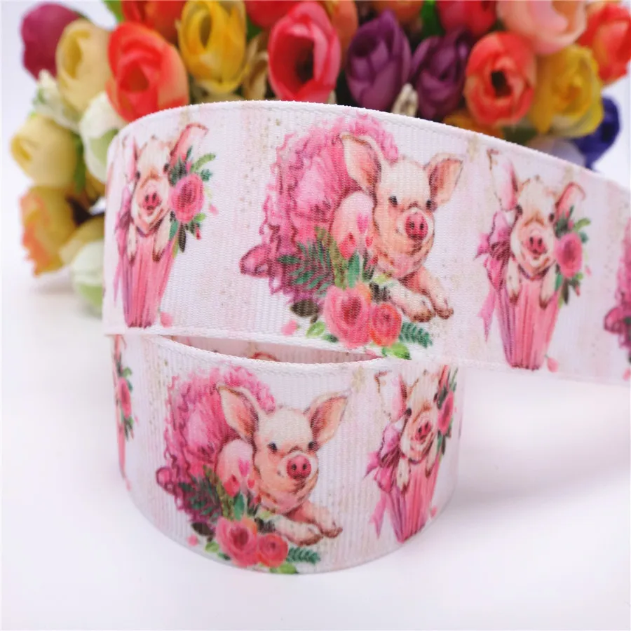 1 &quot25 мм 10 ярдов милые животные Печать Grosgrain лента для DIY hairbow материалы ручной