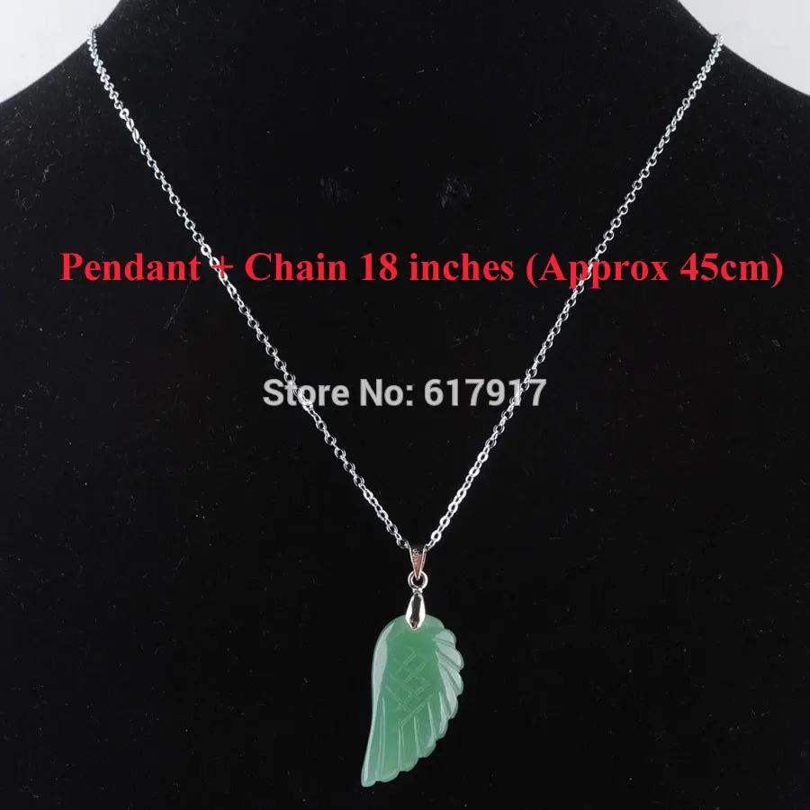 Pendant and Chain RONGZUAN Крылья ангела кулон натуральный камень аметисты золотой песок Роза кварца тигровый глаз бусины кулон и ожерелье цепь TBN358 - Окраска металла: Pendant and Chain
