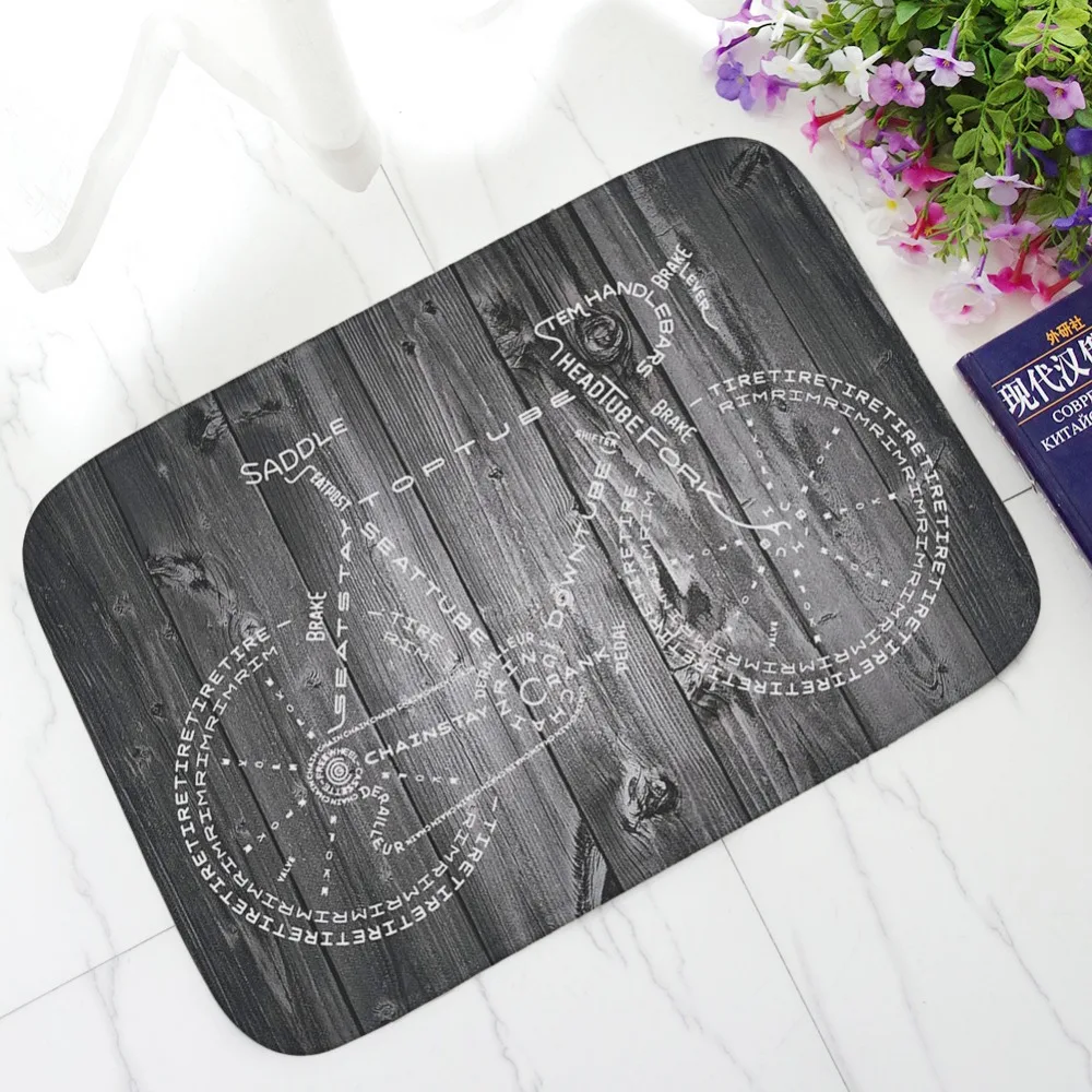 Деревянная доска велосипед граффити дверной коврик Украшение Нескользящий