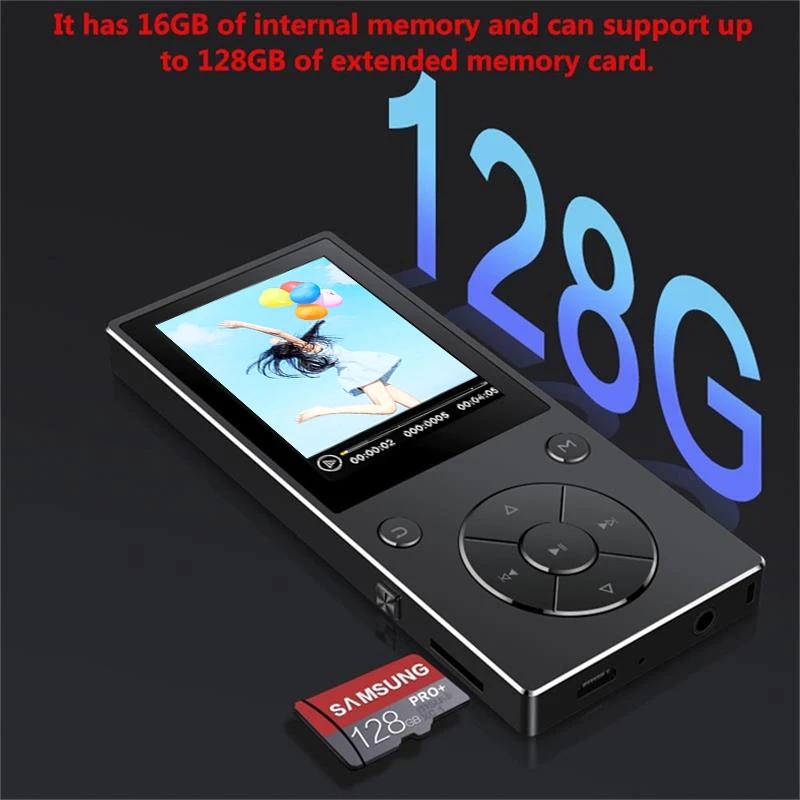 Newest MP3 Player Bluetooth4.2 Built-in Speaker 16GB MP3 Music Player with 2.4 Inch HD Screen, FM, Support SD up to 128GB