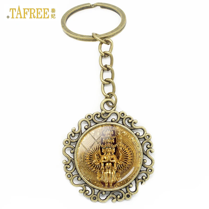 TAFREE винтажный брелок для ключей Буддизм Будда искусство картина дизайн клавиши