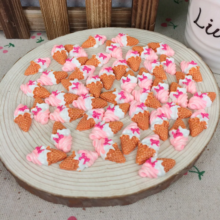 Kawaii плоские &quotсделай сам&quot Розовый мороженое поддельные торт Смола Кабошоны с