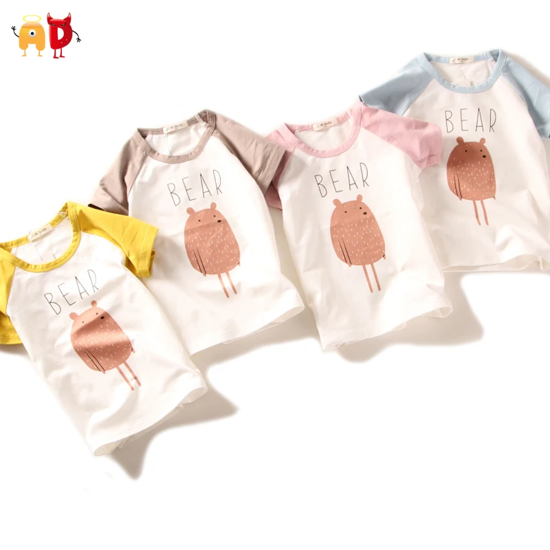 

AD Cute Bear Baby Boys Girls t shirts Cotton Made Quality Kids Tops Tees for Summer Child Clothes Children's Clothing