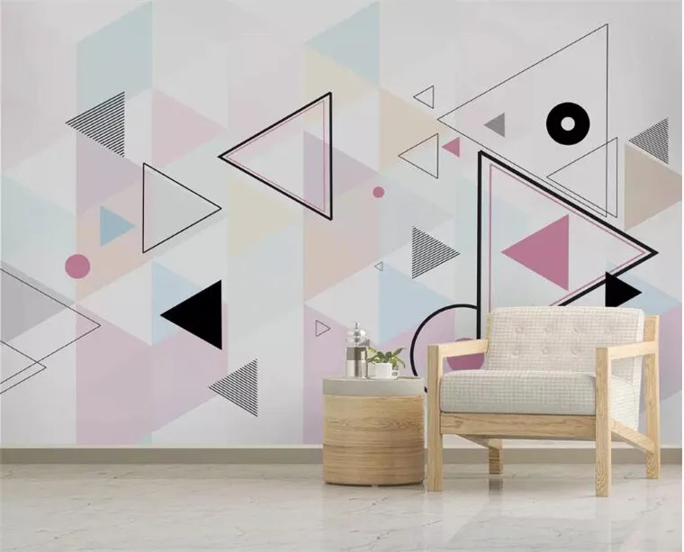 Настенная роспись с абстрактным геометрическим узором в скандинавском