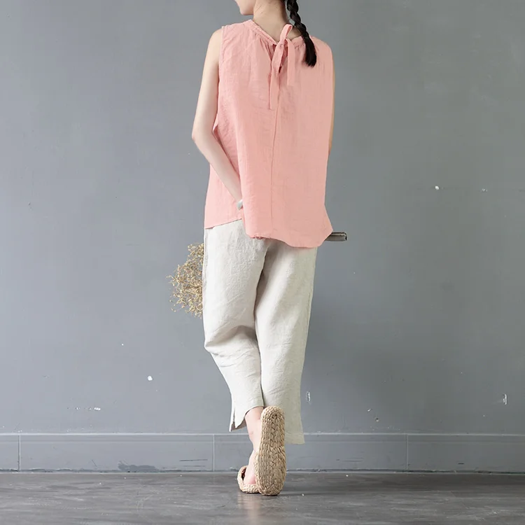 SCUWLINEN, женские летние топы, одноцветные, рами, свободные безрукавки, топы, Vestidos, повседневные женские блузки S359