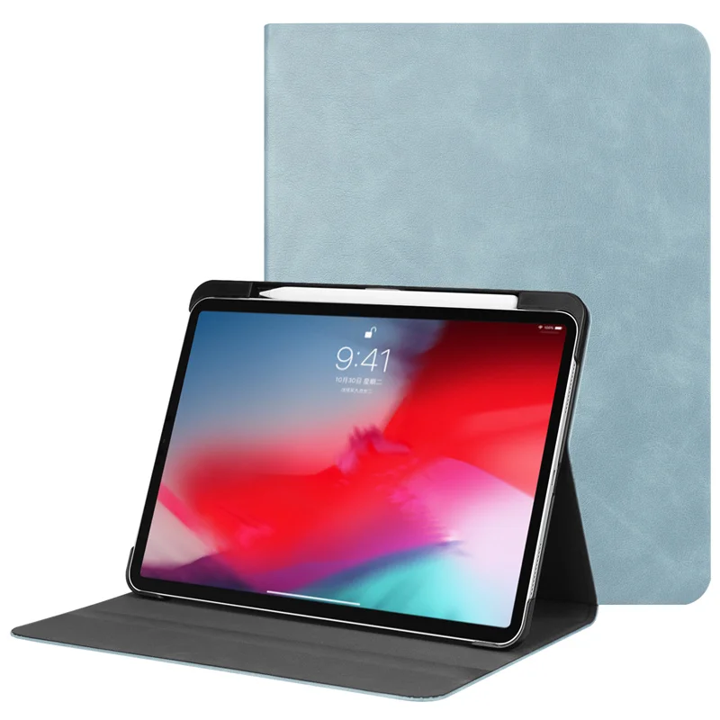 Синий Чехол для нового IPad Pro 11 из искусственной кожи, умный чехол, чехол для IPad Pro 11 дюймов, винтажный кожаный чехол с функцией автоматического сна - Цвет: Синий