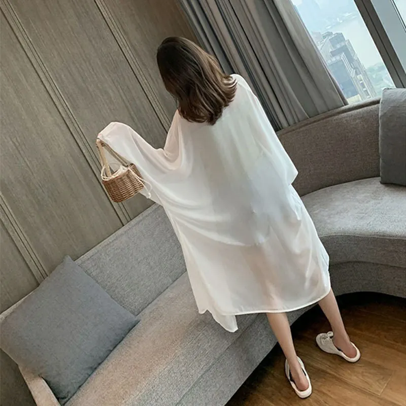 Женская длинная рубашка свободная летняя Пляжная с длинным рукавом | одежда