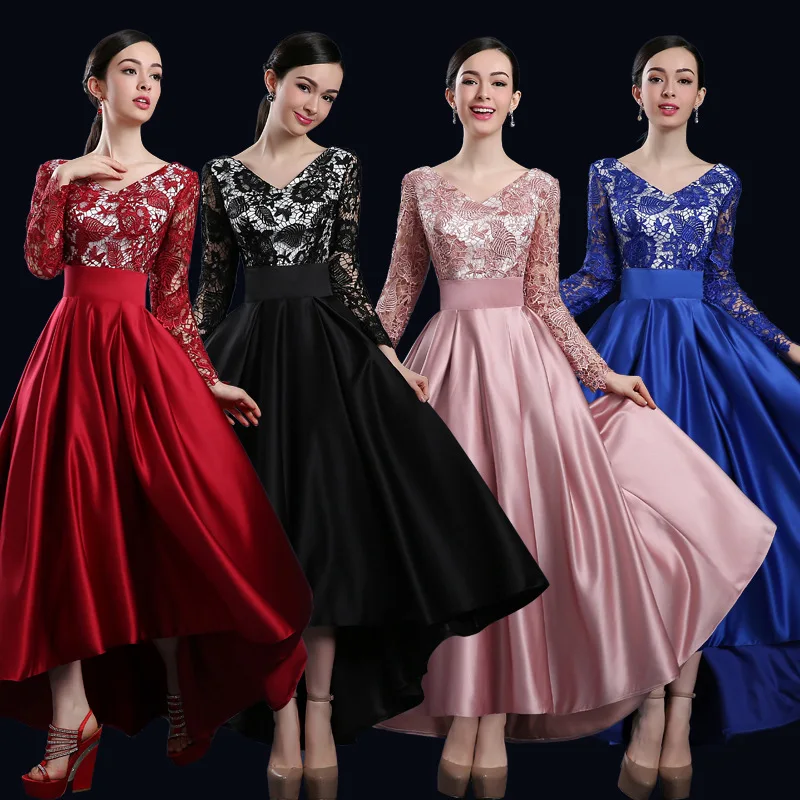 Женское вечернее платье с V-образным вырезом кружевное дизайнерское для