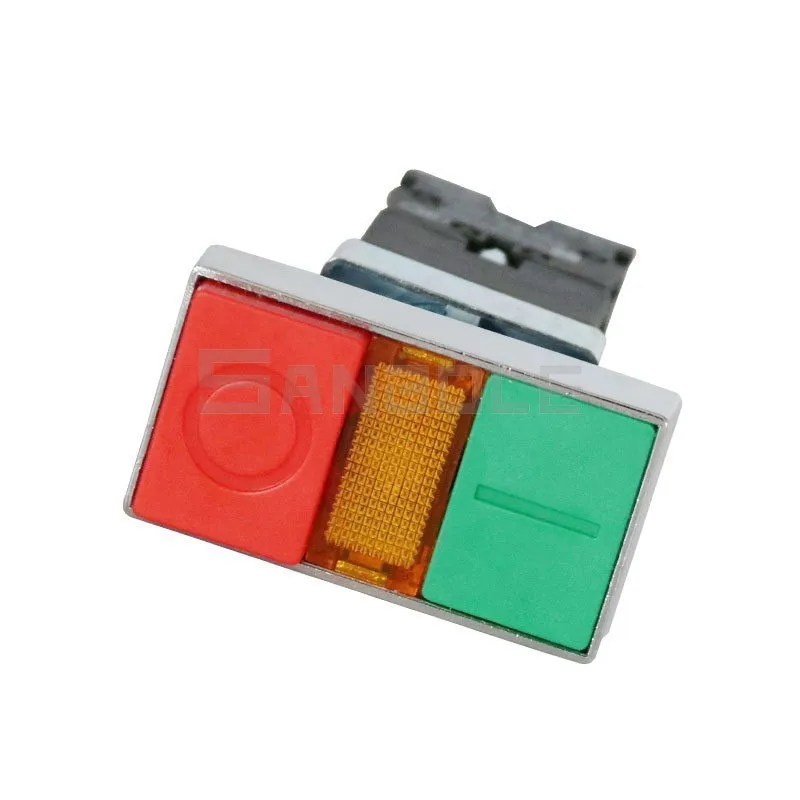 Кнопочный переключатель 22 мм с красно зеленой двухклавишной лампой пластиковой