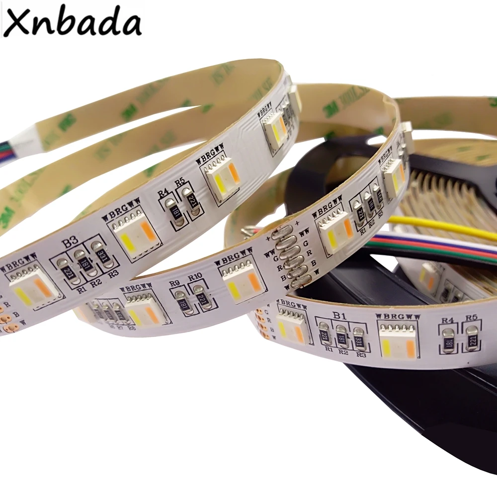 SMD5050 RGB+ CCT(белый+ теплый белый) светодиодная лента светильник 60Led/m DC12V 24V CW+ RGB+ WW чипы гибкая светодиодная лента 5 м/лот