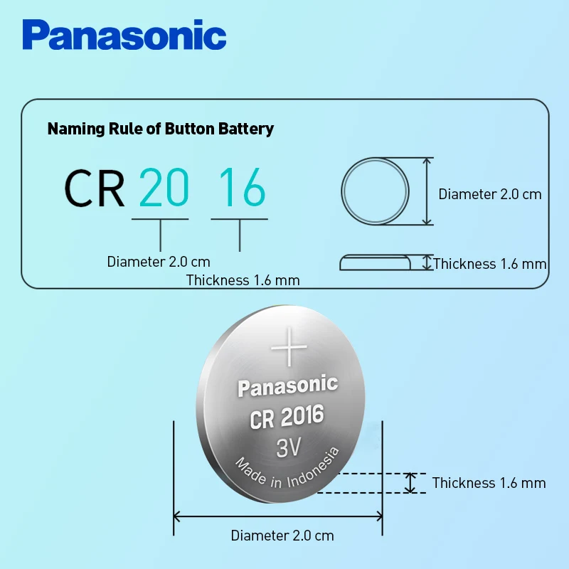Panasonic 10 шт./лот CR2016 Кнопка Батарея 20 мм* 1,6mm 3 V литиевая батарея таблеточного типа монета клеток батарейки для часов для часы компьютер CR