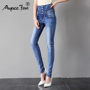 2019 узкие эластичные джинсы с высокой талией, модные женские джинсовые брюки-карандаш, женские весенние черные джинсы, женские брюки