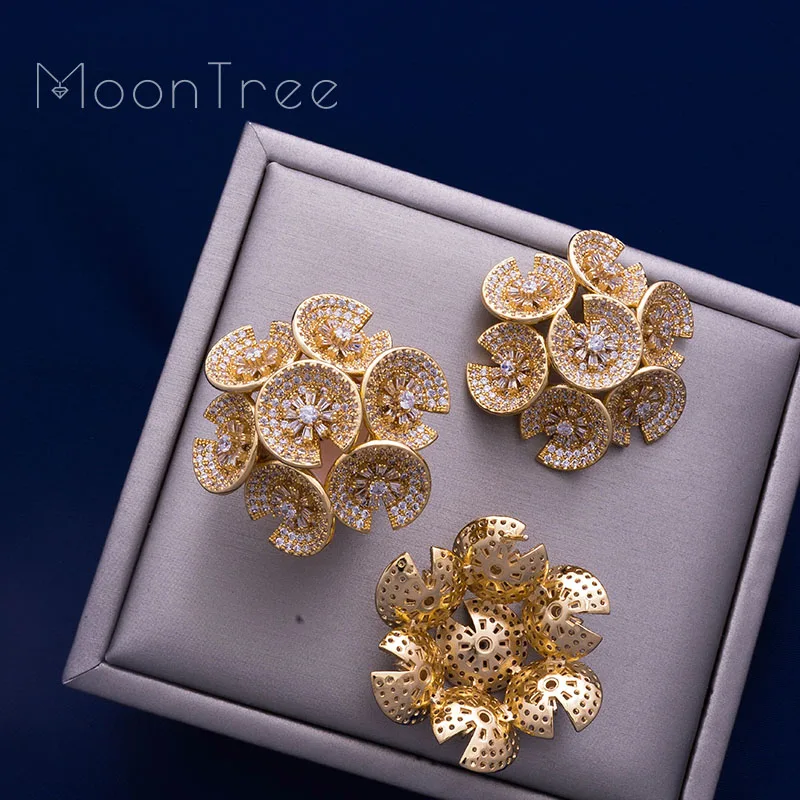 MoonTree цветочный модный роскошный супер AAA кубический цирконий женские серьги для