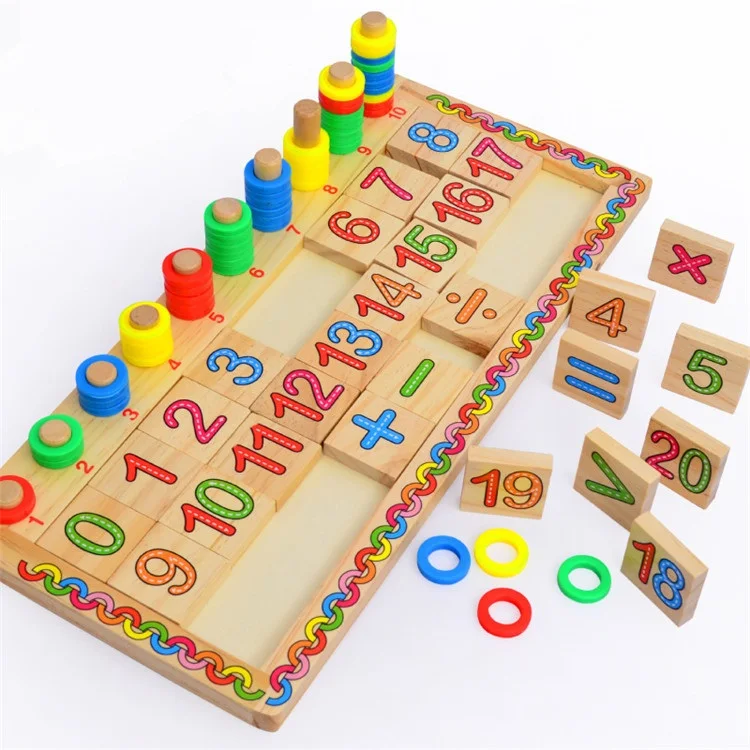 Montessori materials educational Dominoes Children Preschool Teaching Counting Stacking Board Wooden Math Toy монтессори детские