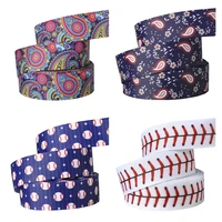 10yards 25mm paisley baseball print sport grosgrain ribbon diy headwear gift wrapping wedding party decorations sewing accessory