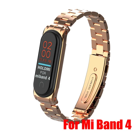 Металлический ремешок Ollivan для Xiaomi mi Band 2 3 4, ремешок для браслета из нержавеющей стали, магнитный браслет mi Band 2 Band 3 Band 4, аксессуары для замены - Цвет: Type B rose for Mi4