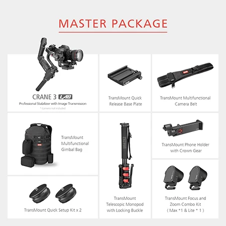 Master Package Zhiyun Crane 3 LAB 3-осевой ручной карданный Стабилизатор камеры для sony Canon Panasonic Nikon DSLR, ViaTouch управление ручной карданный - Цвет: Master Package