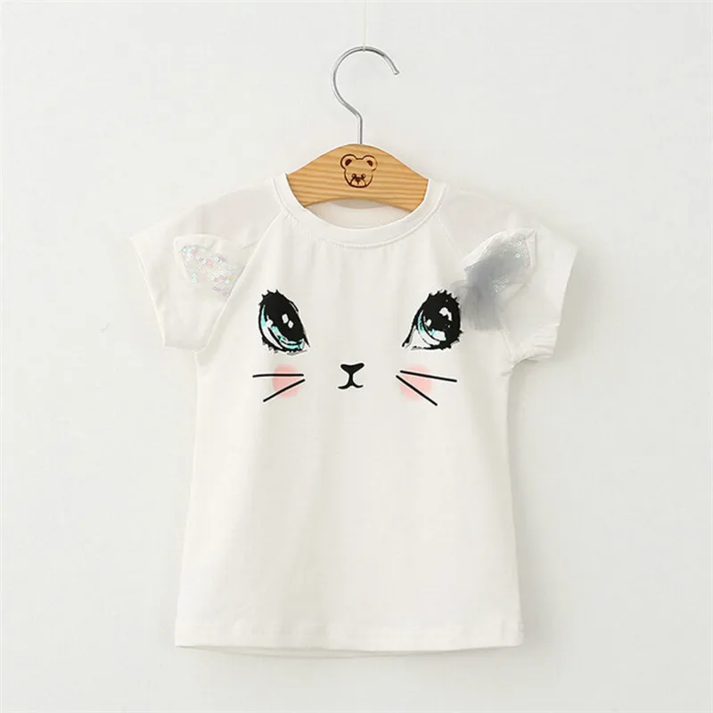 Комплекты одежды для девочек новинка Модная стильная футболка с мультяшным