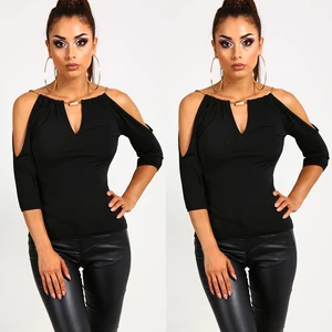 Блузка женская с открытыми плечами, модная Свободная Повседневная рубашка, топ, с рукавом до локтя, ажурная одежда, большие размеры S M L XL, на лето