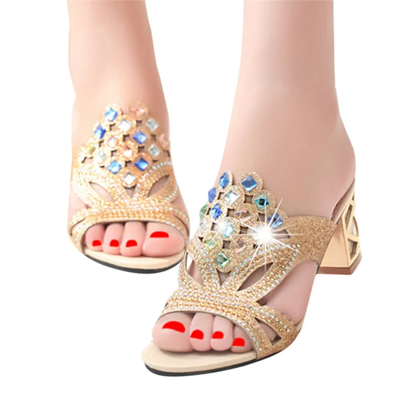 SAGACE/Новинка летние модные женские босоножки на высоком каблуке со стразами