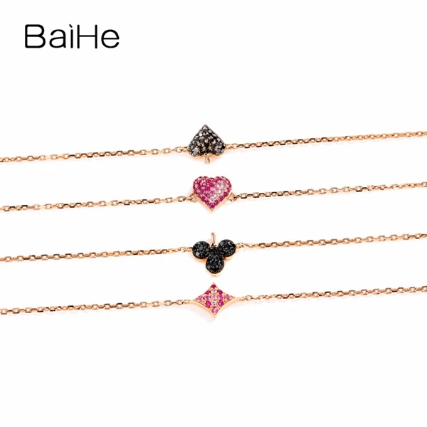 BAIHE Solid 14K розовое золото 0.23ct Сертифицированный Природный розовый сапфир свадебные женские модные ювелирные изделия цепочки и браслеты