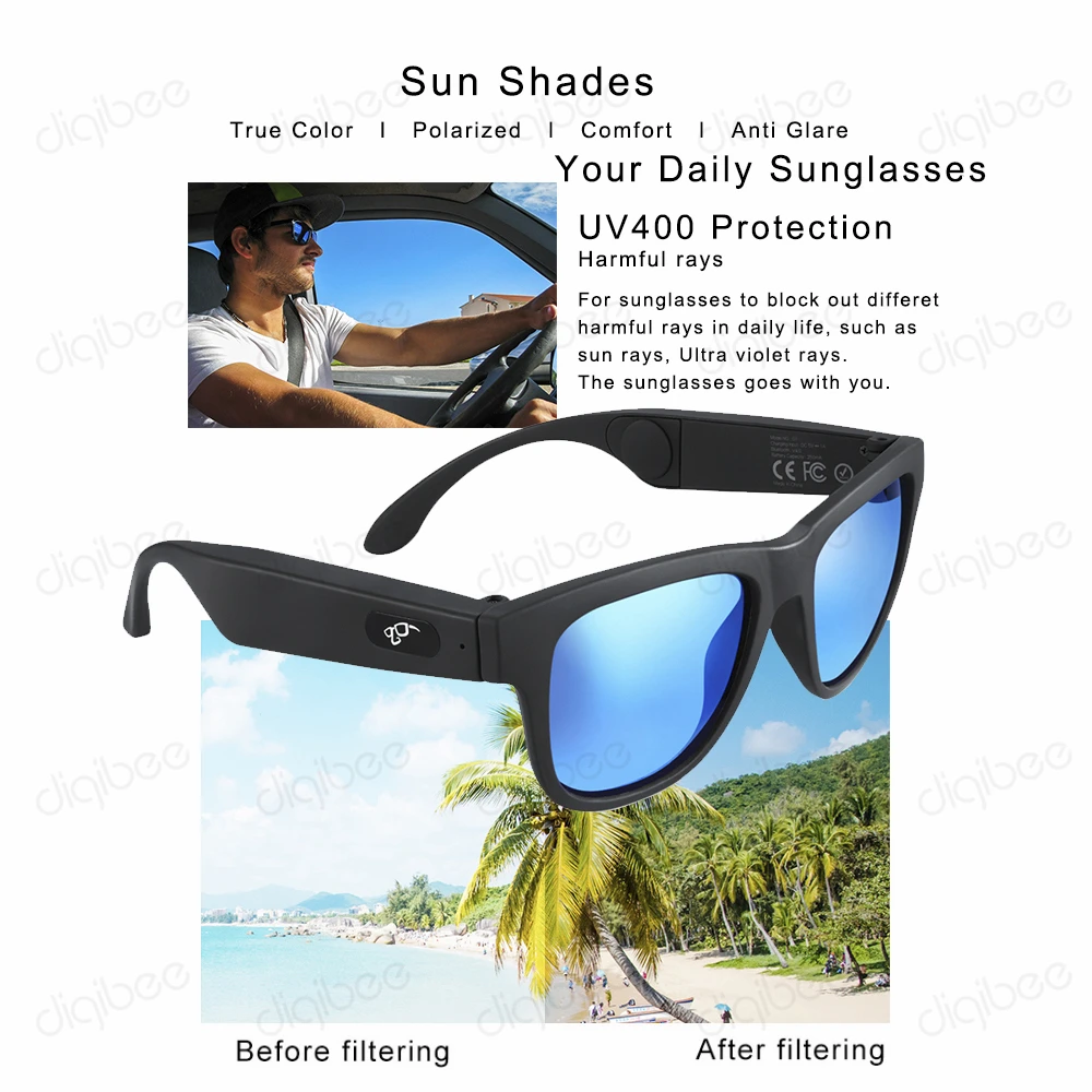 Поляризованные солнцезащитные очки с сенсорным управлением Bluetooth 4 0