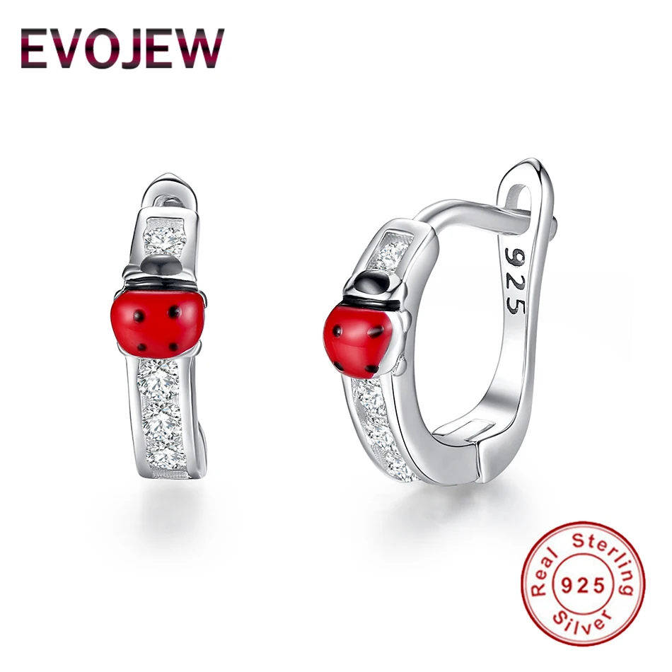 EVOJEW 925 пробы Серебряные Серьги Божья коровка серьги гвоздики для женщин Дети Мода
