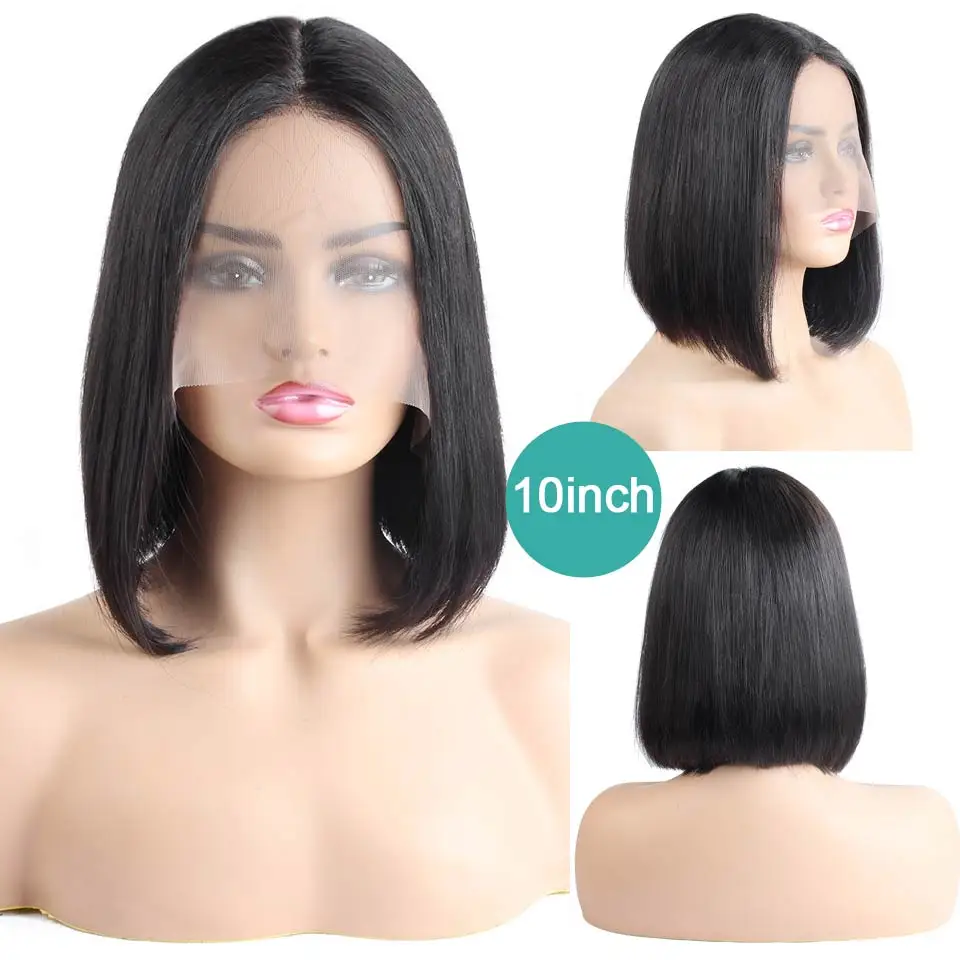 Allove Short Lace Front Human Hair Wigs Bob Wig For Black Women Brazilian Remy Straight Bob Lace Front Wigs 180% Density