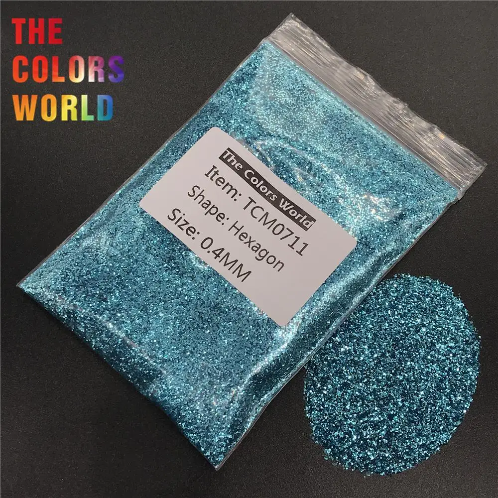 TCM0711 небесно-голубой цвет металлический блеск шестиугольная форма для ногтей