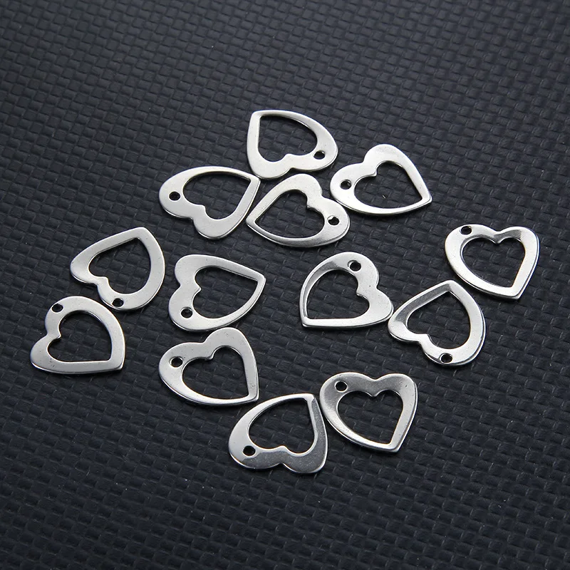 Подвеска с косым сердцем из нержавеющей стали для изготовления ожерелий и