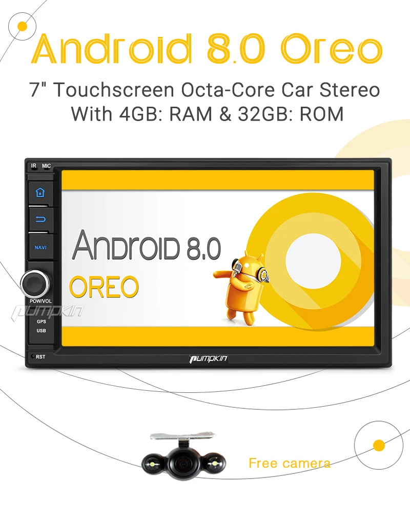 Тыква Восьмиядерный 2Din 7 ''универсальный автомобильный стерео gps Android 8 0