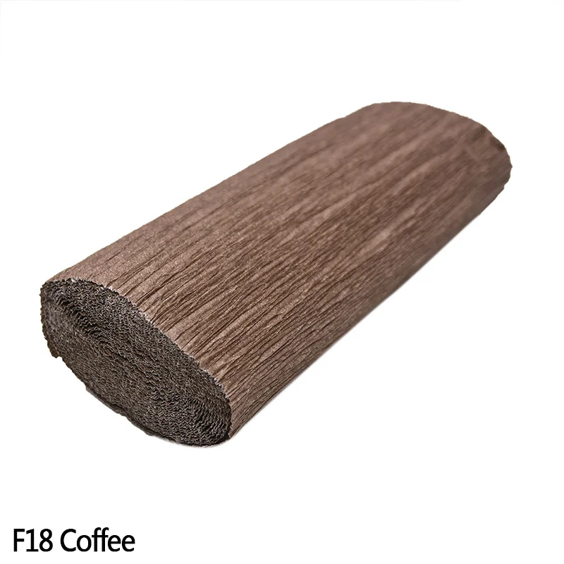 F18 Coffee 250cm*10/15/25/50 cm Crinkled Crepe Paper Gifts Flower Wrapping Wedding Festive Party Decoration DIY Fold Scrapbooking Crafts - Color: F18 Coffee
