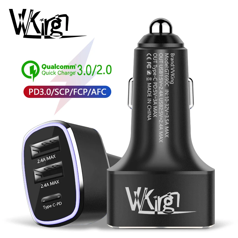 Автомобильное зарядное устройство VVKing Quick Charge 3 0 + 4.8A MAX 42 Вт для Huawei Samsung iphone Xiaomi Type