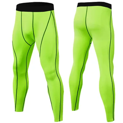 Спортивные брюки мужские Фитнес Тренировочные штаны дышащие Bpeed сухие брюки мужские стрейч-колготки - Цвет: Fluorescent green