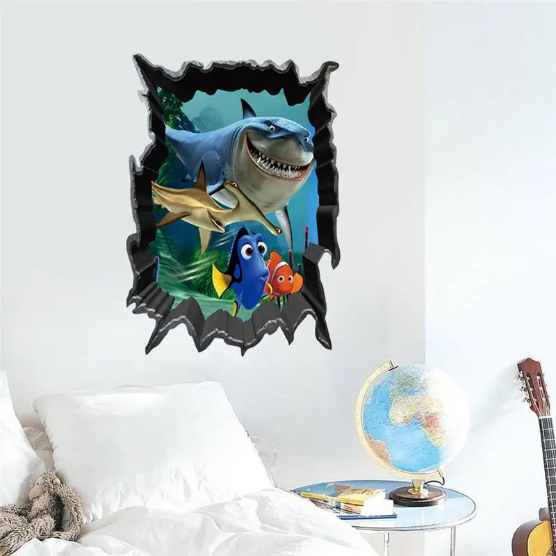 3d яркие настенные наклейки Dory Nemo Shark с отверстиями для детской комнаты спальни