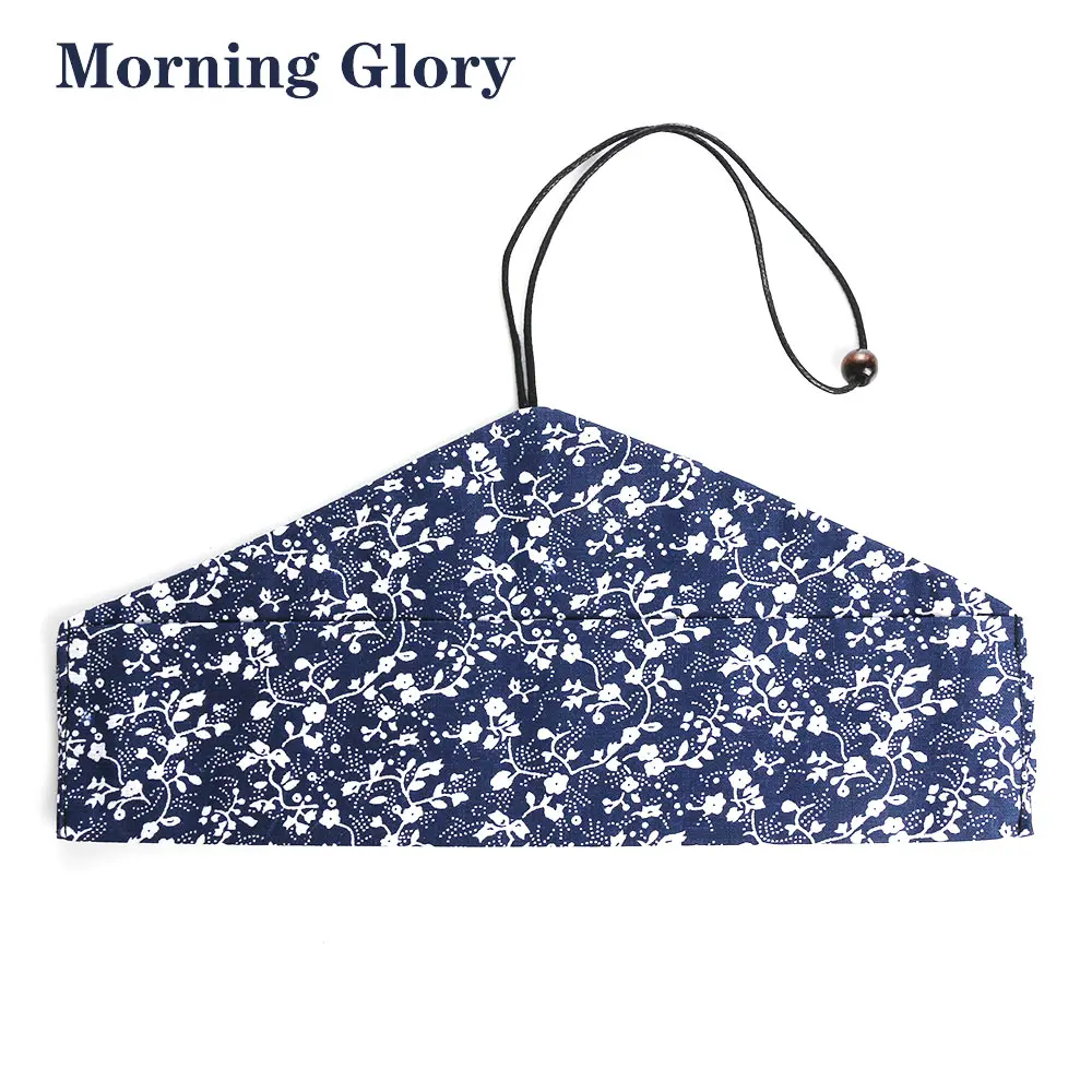 morning glory Японский стиль Ложка Вилка ручной работы деревянные столовые приборы Наборы ткань сумка пакет ложки для чая десерты фрукты путешествия кухонный чехол для посуды - Цвет: morning glory