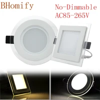 led panel downlight squareround glass panel lights 6w 12w 18w high brightness ceiling recessed lamps for home smd5630 ac85 265v
