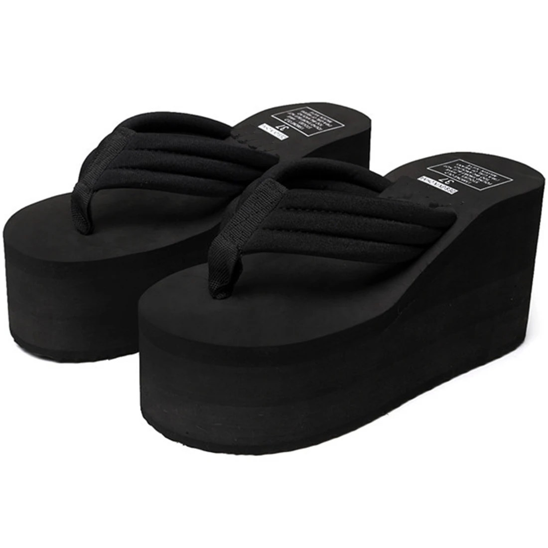 Женские шлепанцы на танкетке пляжные толстом высоком каблуке сланцы летняя