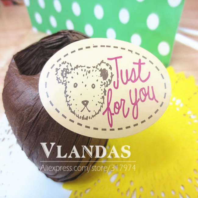 Оптовая продажа 1200 шт. овальной формы с изображением головы медведя стикер в виде