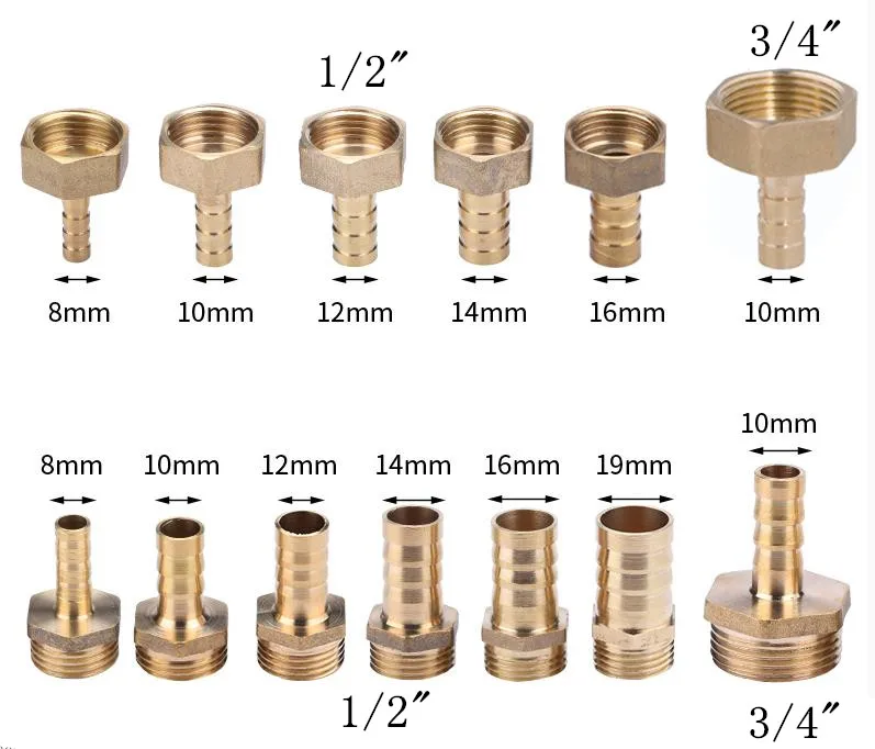 4 шт. медный фитинг 8 мм 10 мм 12 мм 14 мм, шлангов x 1/2 дюйма, гнездо BSP, длина 32 мм, латунный фитинг, Соединительный адаптер