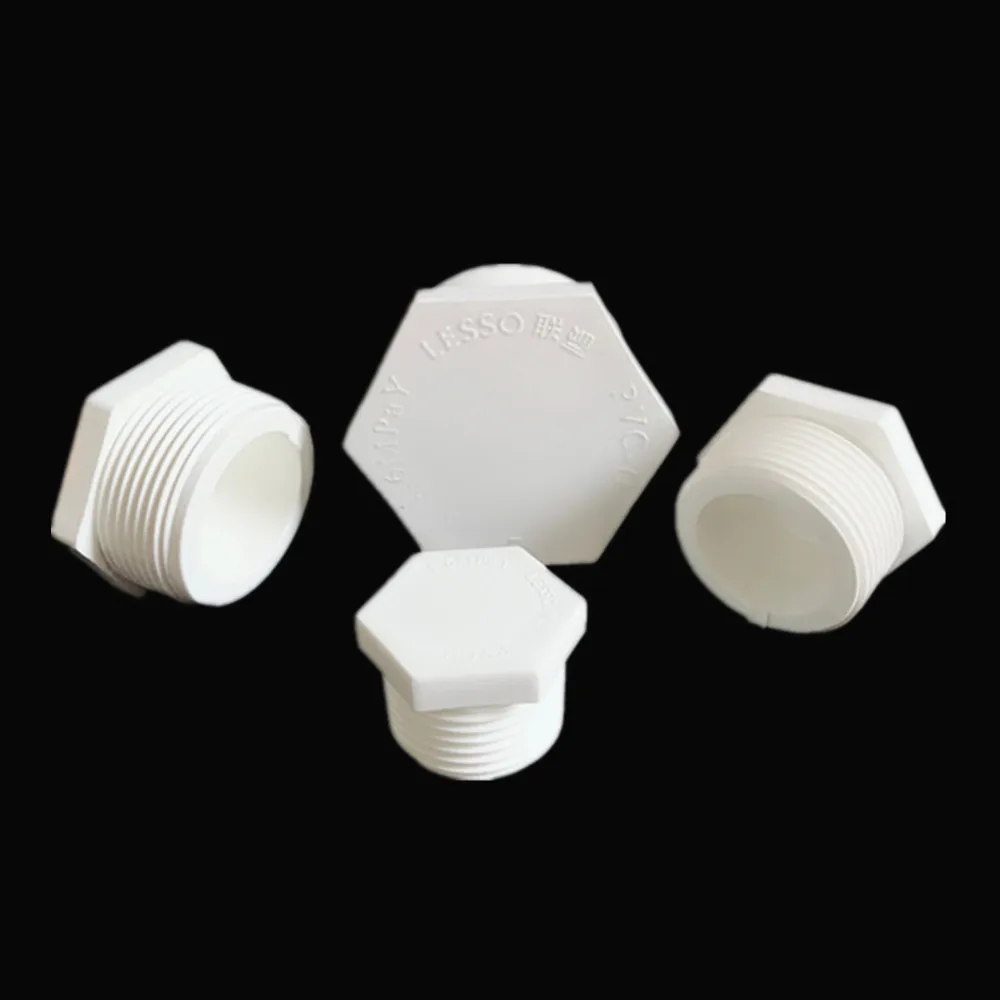 

UPVC 1/2 "3/4" 1 "штыревая резьба пластиковая труба Шестигранная головка пластиковая торцевая крышка фитинг пластиковый соединитель Адаптер