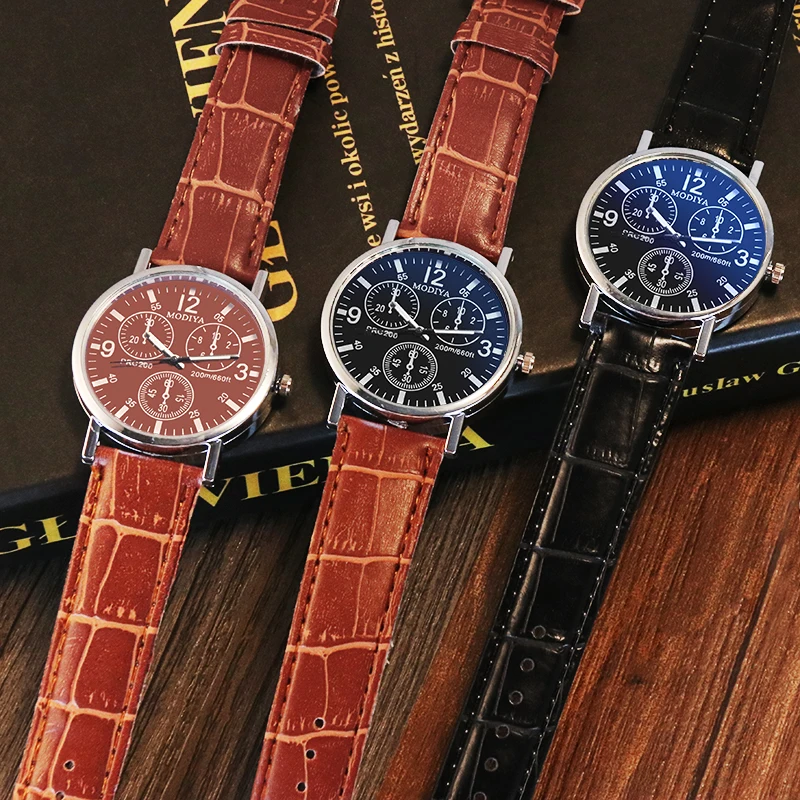 Армейские военные спортивные аналоговые кварцевые наручные часы модные кожаные