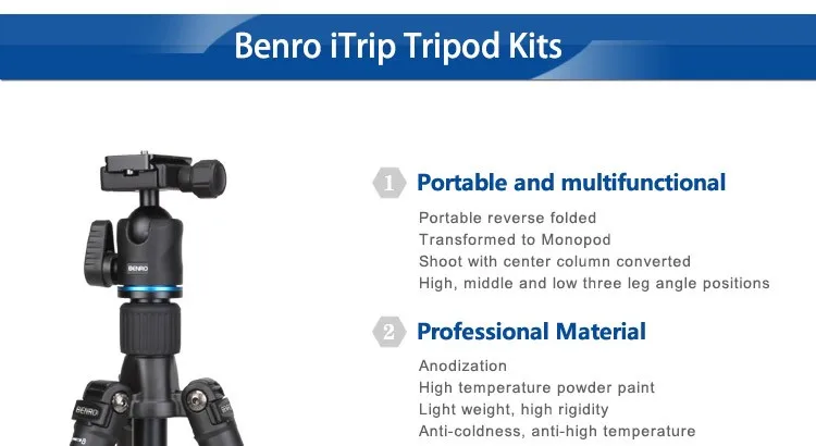 Benro IT25 SLR камера штатив для SONY Canon Nikon гибкий алюминиевый сплав штатив портативный кронштейн профессиональный набор штатива